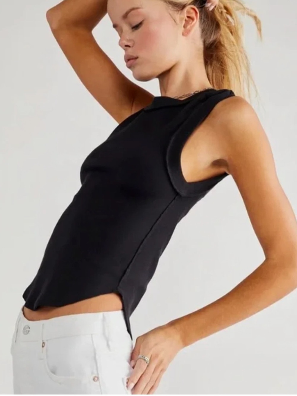 We the Free Black Kate Cotton Rib Tank Top Size Large Brand New Without Tags XL